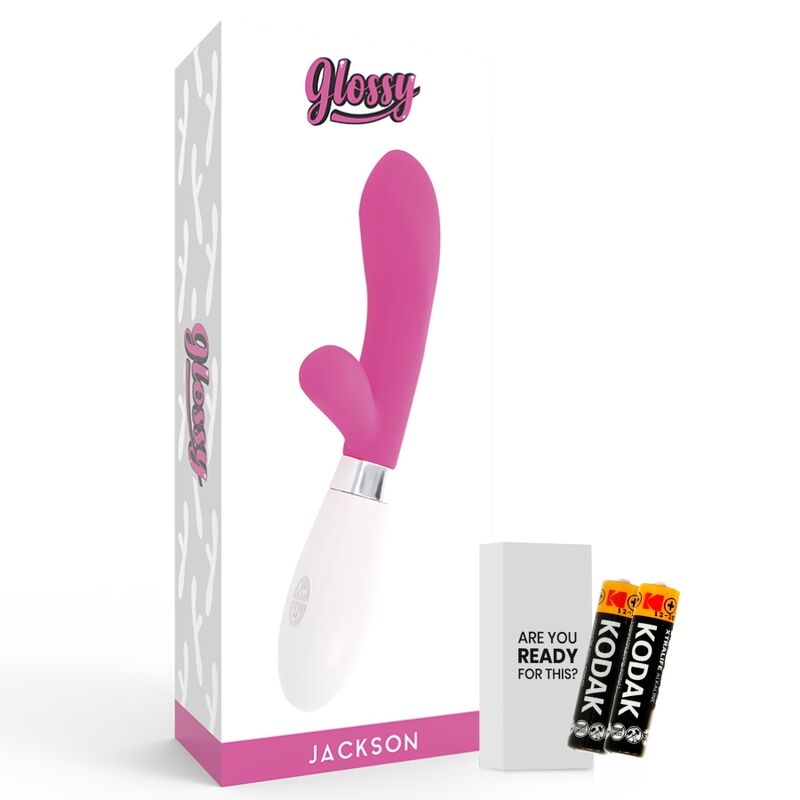 Glossy Jackson Vibratore Rabbit Rosa in Silicone Premium - immagine 5