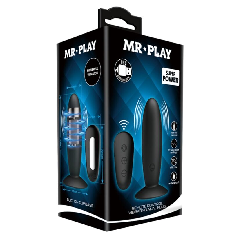 Mr Play - Plug Anale Con Vibrazione Nero Telecomando