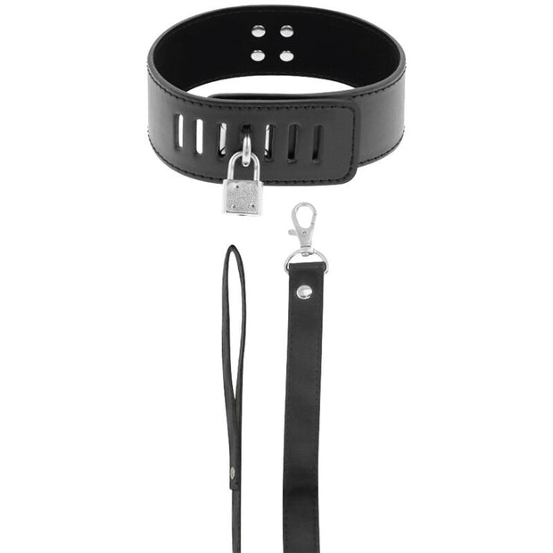 Darkness - Collare Bdsm Con Lucchetto Nero