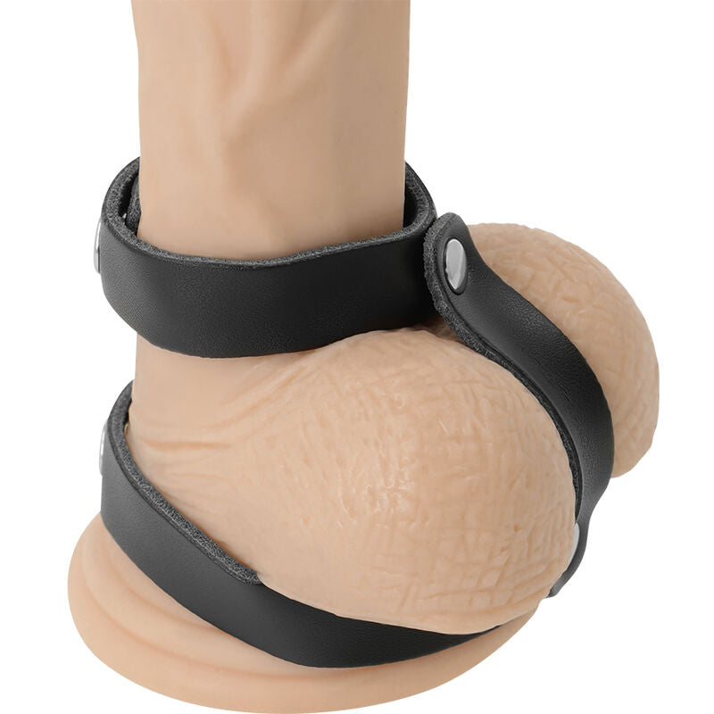 Darkness - Anello Regolabile In Pelle Per Pene E Testicoli