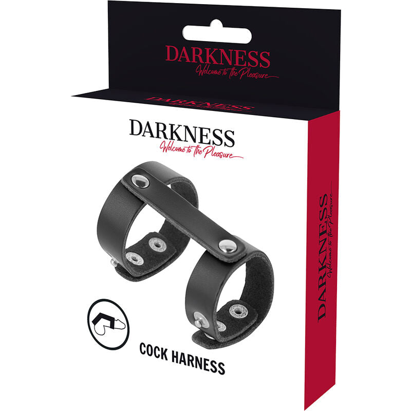 Darkness - Anello Regolabile In Pelle Per Pene E Testicoli