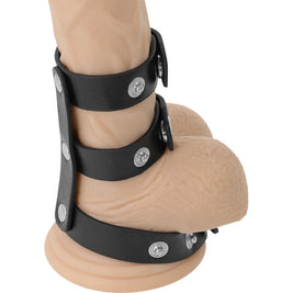 Darkness - Anello Doppio Regolabile In Pelle Per Pene E Testicoli