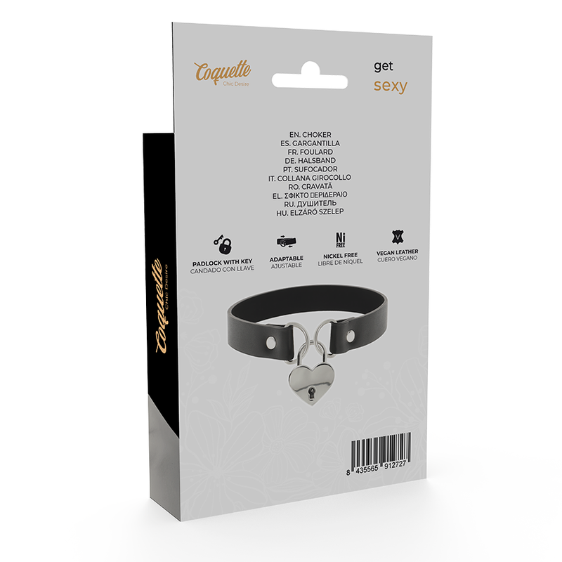 Coquette Chic Desire - Collana In Pelle Vegana Con Accessorio Cuore Con Chiave