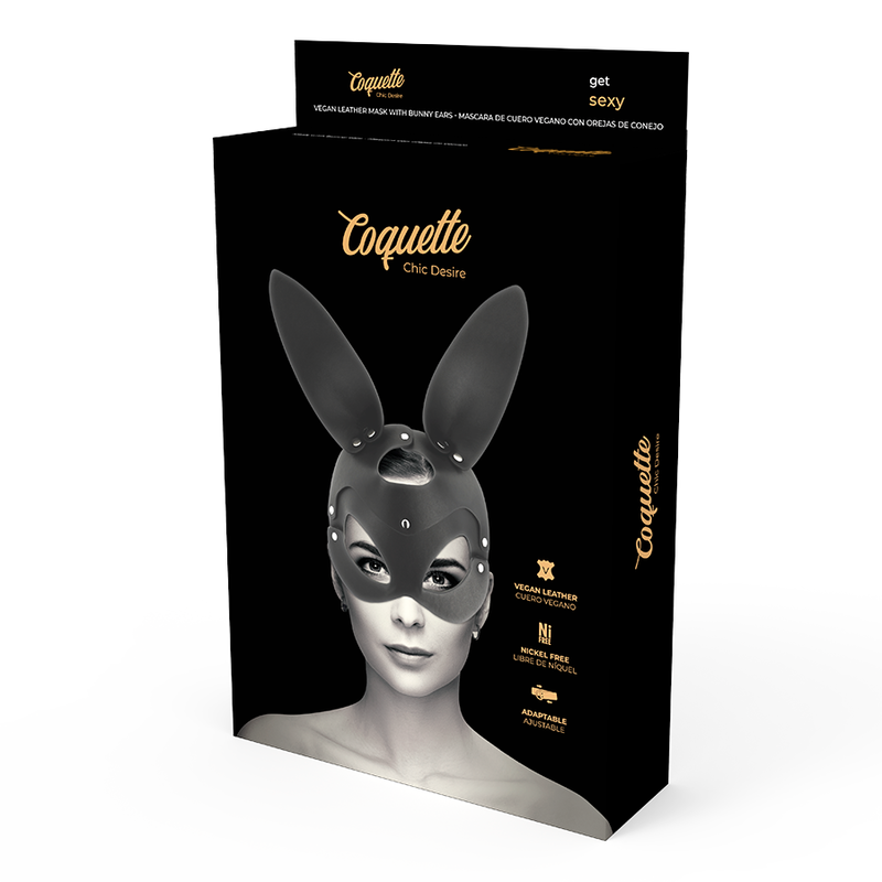 Coquette Chic Desire - Mascherina Vegana In Pelle Con Orecchie Da Coniglietto