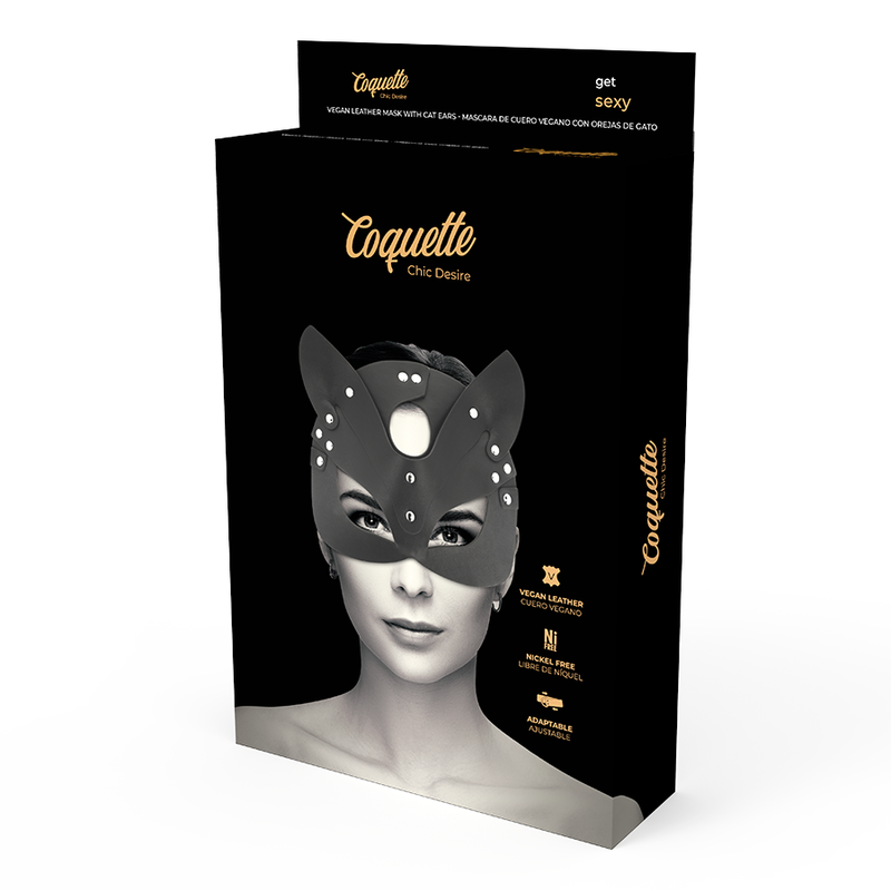 Coquette Chic Desire - Mascherina Vegana In Pelle Con Orecchie Da Coniglietto