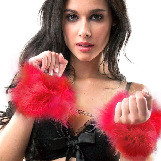 Secretplay - Manette In Marabou Rosso