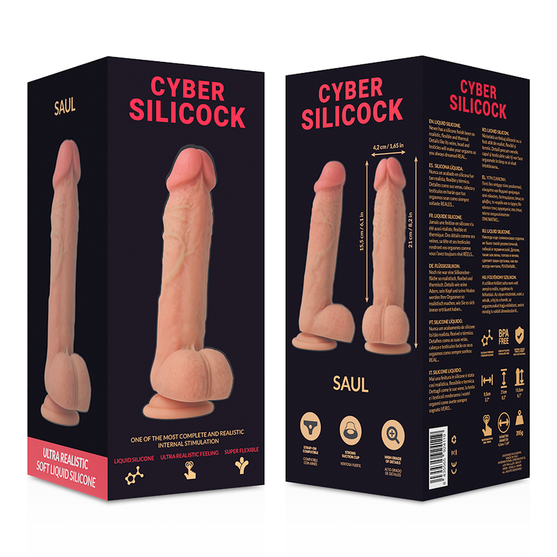 Cyber Silicock - Strap-On Saul Silicone Liquido Con 3 Anelli Gratis 15,5 Cm -O- 4,2 Cm