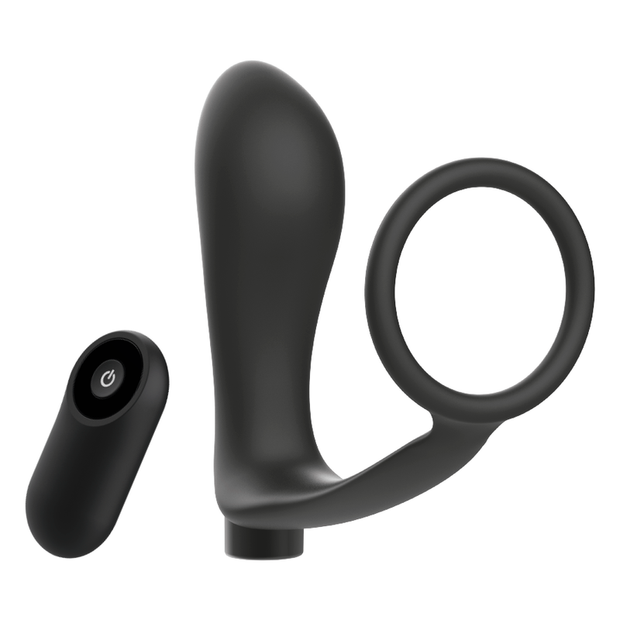 Addicted Toys - Anello Per Pene Con Telecomando Plug Anale Nero Ricaricabile